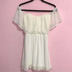 Socialite White Strapless Off-Shoulder Mini Dress XS